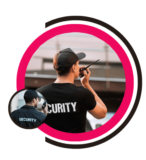 Security officer in a uniform marked SECURITY