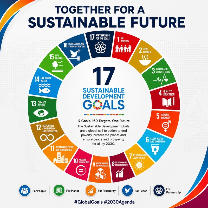 Together for a Sustainable Future poster showing the 17 Sustainable Development Goals in a circle. This poster has no QR code.